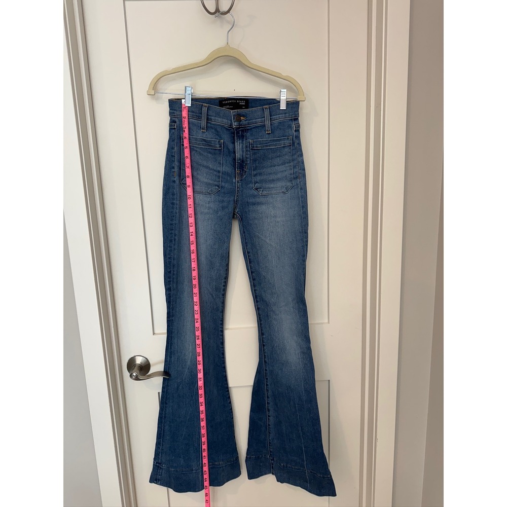 Veronica Beard Sheridan Exaggerated Flare High Rise Jeans Keystone Blue 26/2